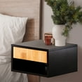 thumbnail image 2 of JONATHAN Y Elise 15.71" Classic Contemporary Floating Wall Mounted Nightstand with Soft-Close Tambour Drawer and Cable Hole, Black/Light Oak, 2 of 9
