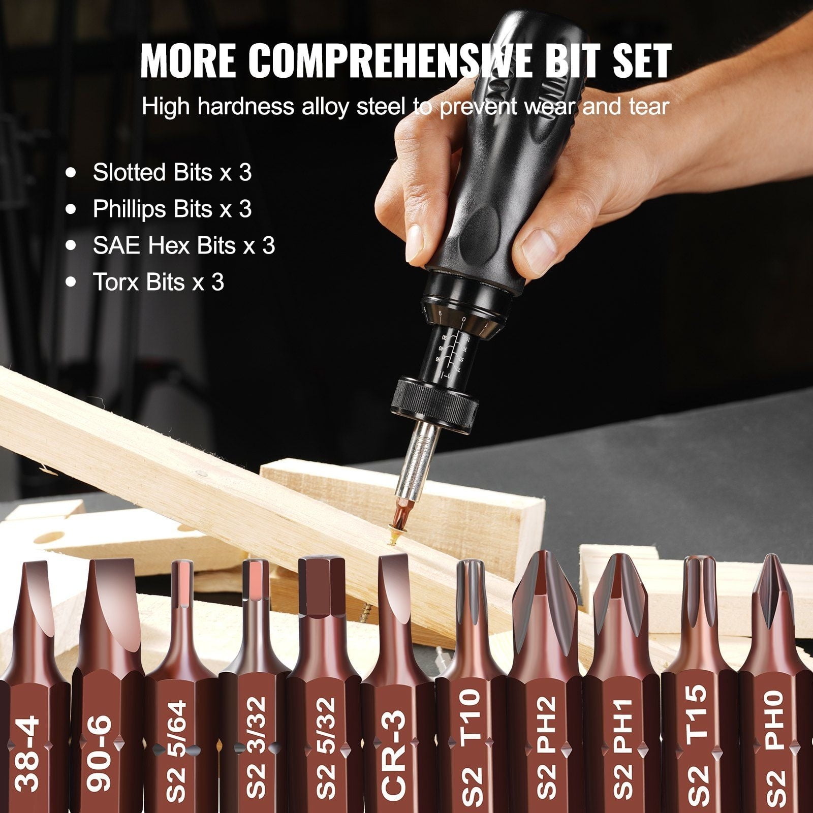 CAFORKP Torque Screwdriver Set 10-70 in/lbs, 1/4" Drive with Bits & Storage Case