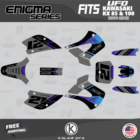 Kalair GFX Graphics Kit for Kawasaki KX85 UFO RESTYLE (2001-2013) Enigma Series