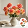 thumbnail image 2 of 3 - Head Artificial Dahlia Silk Flowers, Living Room Decor, Dining Table Centerpiece, Wedding and Event Decor, Easy Care, Modern Indoor Accent,Orange, 2 of 6