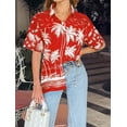 thumbnail image 4 of HAPPY BAY Hawaiian Shirts Womens Casual Summer Button Down Beach Party Blouses Shirt Blouse Short Sleeve Tropical Vacation Tee Shirts for Women S Palm Tree, Red, 4 of 6