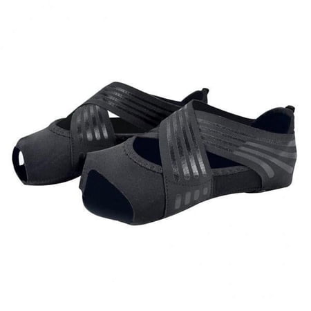 Milageto 2xNon Skid Women Barre Yoga Shoes Pilates Grip Socks Flexible Machine Wash Black S