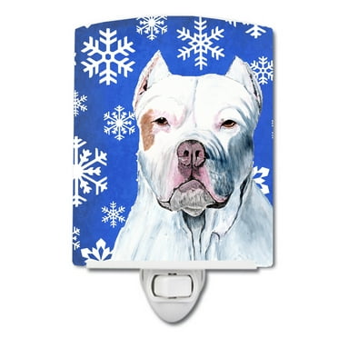 Pit Bull Winter Snowflakes Holiday Ceramic Night Light