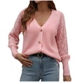 thumbnail image 2 of DailyTrove Women's V - Neck Knit Cardigan, Long Sleeve, Casual Office & Brunch Wear, Soft Rayon Blend, Plus Size Friendly, 2 of 6