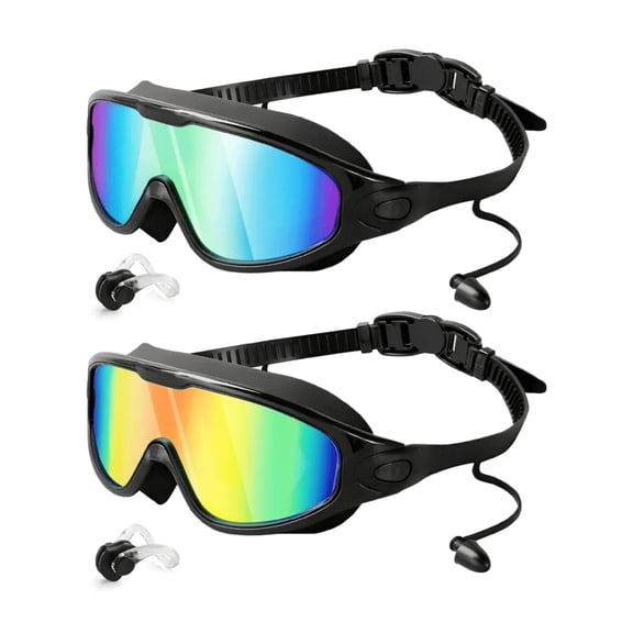 Swim Goggles with Upoolproof Wide Angle Lenses for Pool Adults Men and Women, Anti-Fog & UV Protection, with Earplugs & Nose Clip Water