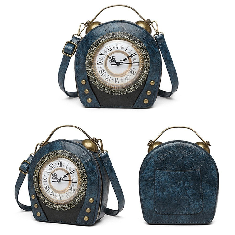 Jiibva Vintage Women's Handbag Clock Watch Bag Fashionable Small Round Bag Fun Fresh Style Crossbody Bag