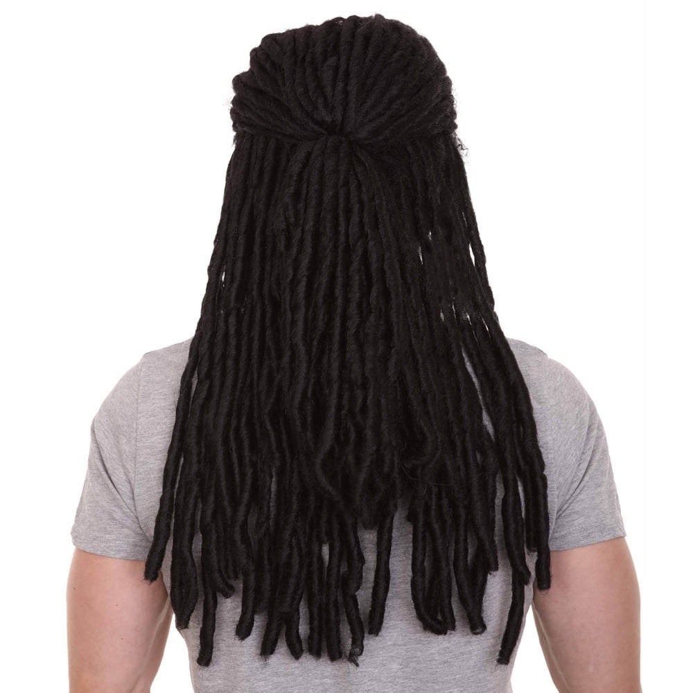 HPO Adult Men's Iconic Wig, Long Length Black Color Braided Hair, Breathable Capless Cap Design, Synthetic Fiber