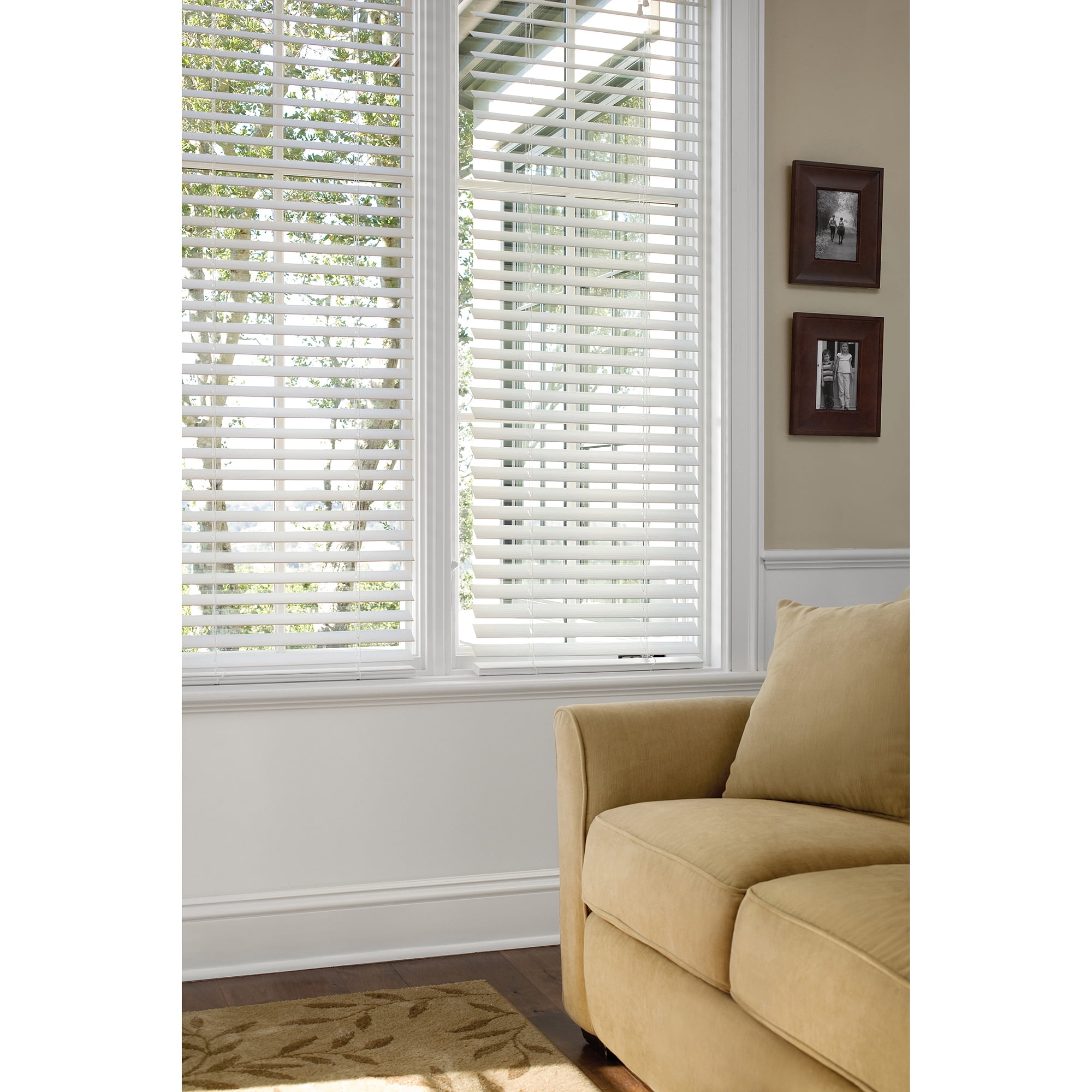 Faux Horizontal Window Wood Blinds Home Furniture Decorators White 2
