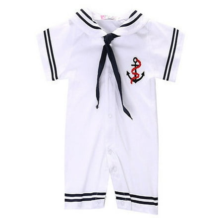 

One opening Baby Boy Girl Short Sleeve Bodysuit Anchor Sailor Romper Jumpsuit