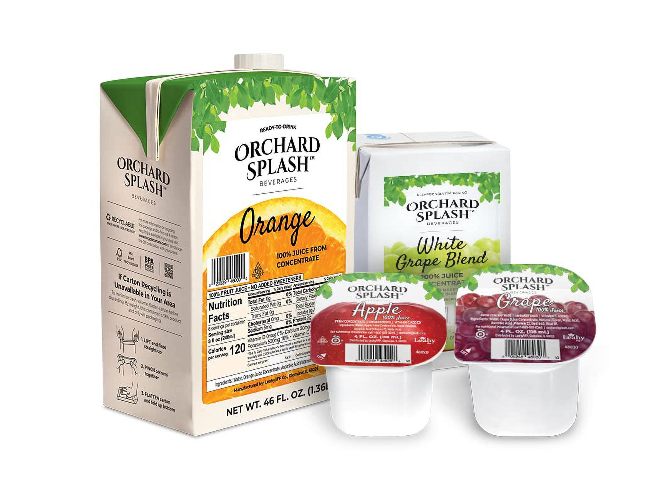 Orchard Splash 46oz Ready to Drink Juice (12 Aseptic Cartons per Case) (Grape 100%)