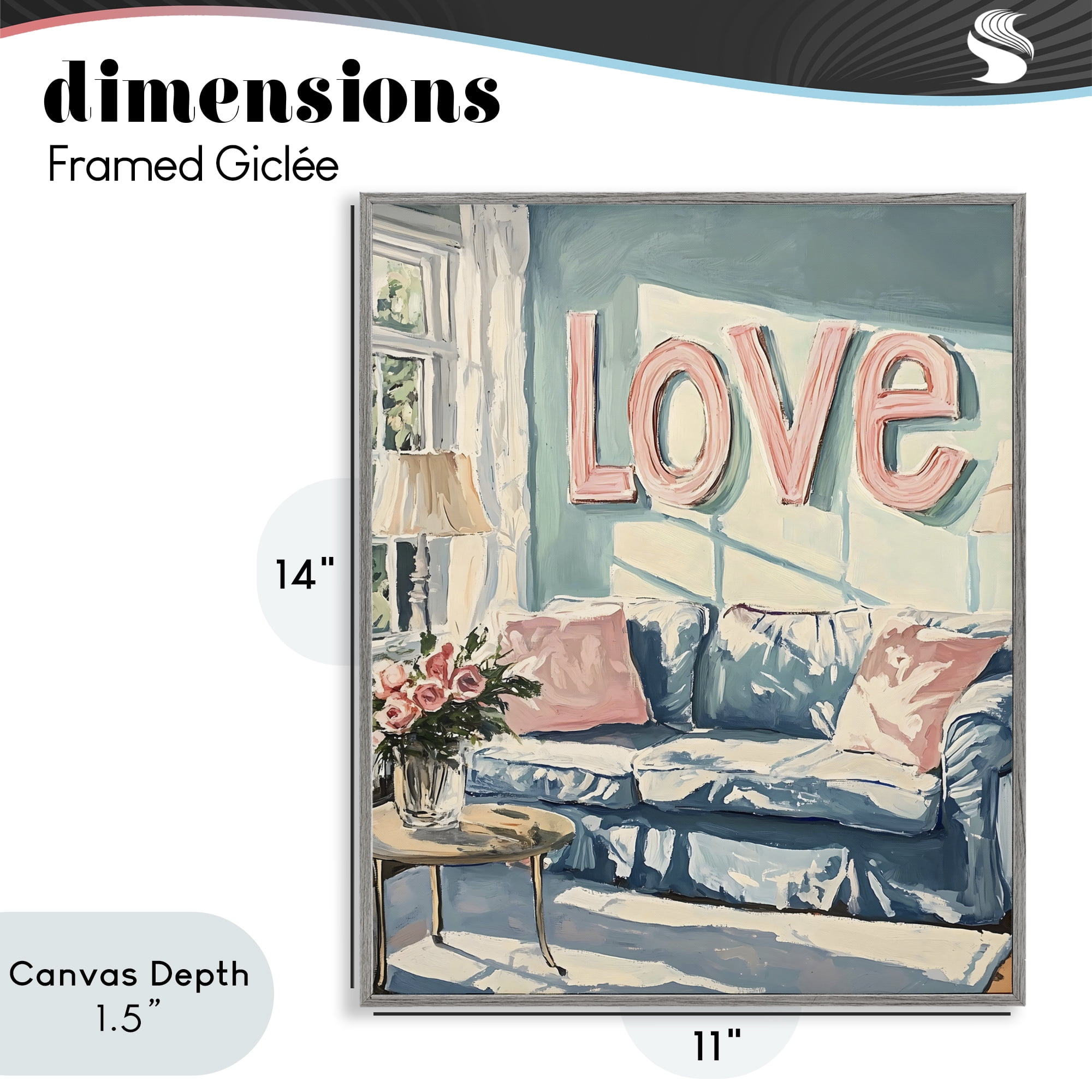 Stupell Industries Love Letters Above Cozy Couch Gray Framed Giclee Art, design by The Prints Vibe