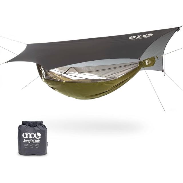 ENO , Système d'Abri JungleLink pour Nids d'Aigles avec Hamac, Filet Anti-Insectes, Sangles et Bâche Imperméable