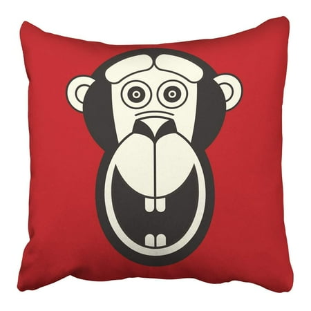 Black Faced Vervet Monkey - CMFUN Abstract Red White Black Monkey Face Flat Animal Chinese Zodiac Year Sign Ape Pillowcase Cushion Cover 16x16 inch