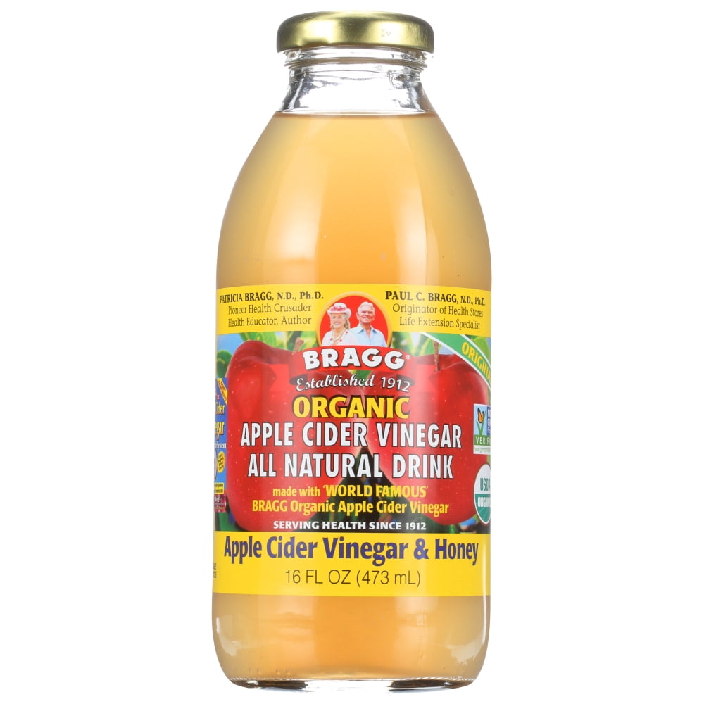 Bragg Drink Apple Cider Vinegar, Vinegar & Honey, 16 Fl Ozglass Bottle