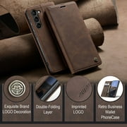 Galaxy S23 5G Wallet Case, TECH CIRCLE PU Leather Flip Folio Case with Card Holders RFID Blocking Kickstand Shockproof TPU Inner Shell Phone Cover for Samsung Galaxy S23 6.1 inch 2023, Coffee