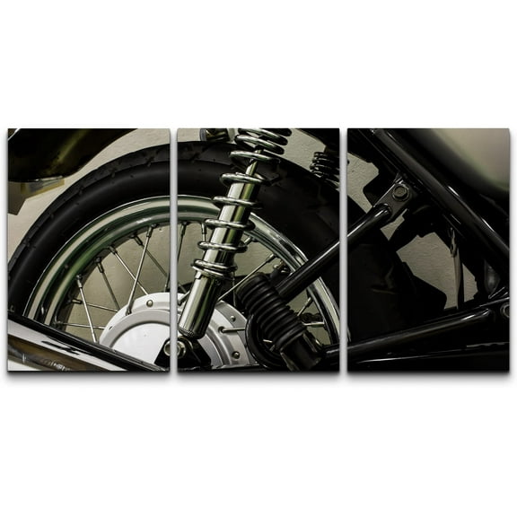 wall26 Canvas Print Wall Art Set Black & White Vintage Motorcycle Close Up Transportation Vehicle Photography Realism Chic Scenic Dark Duotone Ultra for Living Room, Bedroom, Office - 16"x24