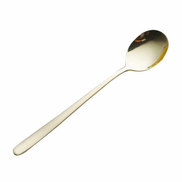 Toystoory Cucharas de mango largo de acero inoxidable para té, café, postre, helado, sopa, cuchara Mostrada luz de oro