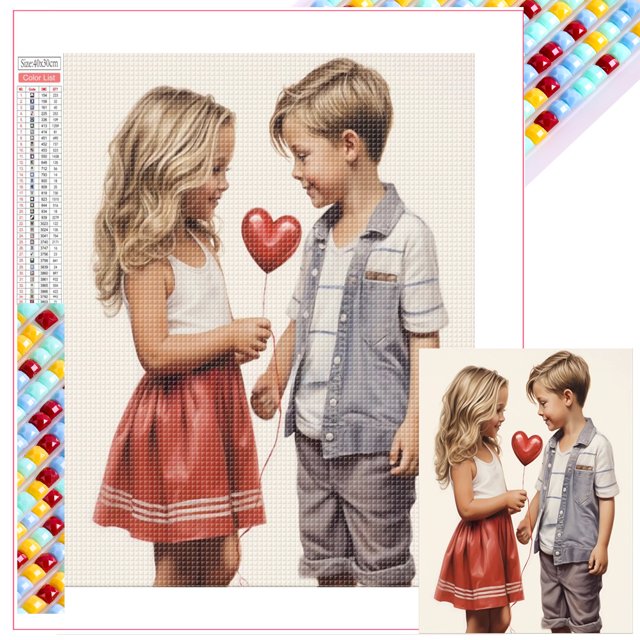 Con Cuentas Cuadradas 5D DIY Artística Pareja para El Día San Valentín 35x45cm