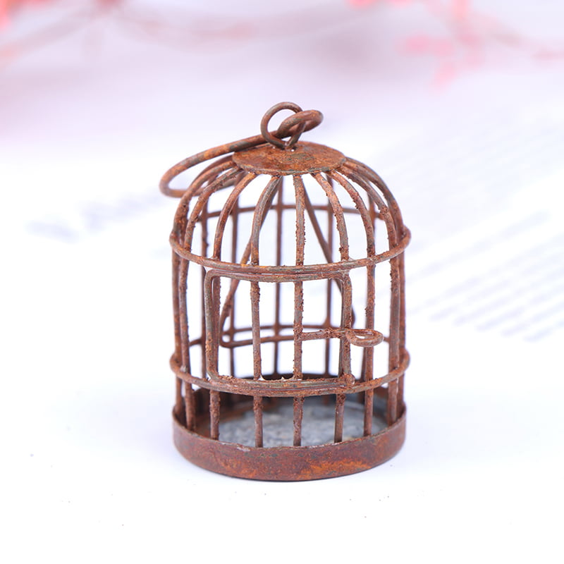 Miniature Dollhouse FAIRY GARDEN Accessories ~ Red Metal Bird Cage ~ NEW 