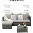 thumbnail image 4 of Aukfa Outdoor Patio Furniture Set - L shape Wicker Sectional Sofa with Coffee Table - Light Gray Cushions, 4 of 9