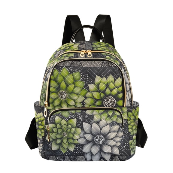 FORMRS Mini Backpack Purse for Women Quilted Travel Daypack Casual Shoulder Bag, Gray Floral