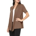 thumbnail image 3 of Women's Casual Short Sleeve Lightweight Loose Fit Solid Stretch Cardigan (Pack of 2), 3 of 5