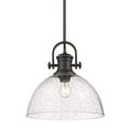 thumbnail image 2 of Golden Lighting 3118-L RBZ-SD Hines Pendant, Rubbed Bronze with Seeded Glass, 2 of 3