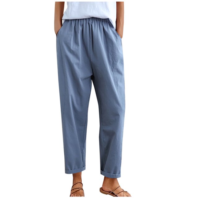 Birdeem Mode Femmes Boutons Solides Coton et Lin Pantalon Ample Décontracté Jambes Larges