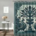 thumbnail image 2 of GOSMITH Peacock Mascot Animal Totem Victorian Flowers Lucky Teal Blue Shower Curtain Multiple Sizes for Bathroom Decoration White, 2 of 6