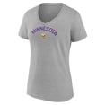 thumbnail image 2 of Women's Heather Gray Minnesota Vikings Team Arc V-Neck T-Shirt, 2 of 3