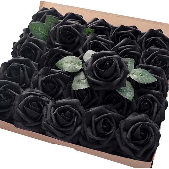 50Pcs Artificial Rose Flowers, Foam Fake Flowers with Stems, Real Looking, Gift Box, DIY Bouquets for Wedding Arrangements Party Home Decorations