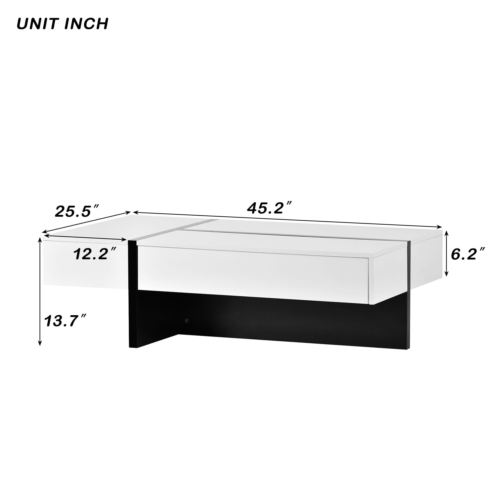 Aukfa Modern Particleboard Coffee Table with Storage Compartment, White
