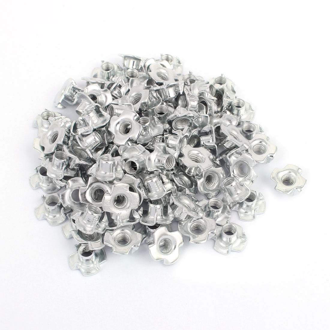 24-Pack M6x12mm 4-Prong T-Nuts - Carbon Steel Threaded Inserts For Wood Furniture & DIY Projects