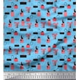 thumbnail image 1 of Soimoi Blue Georgette Viscose Fabric Dot & Gift Box Party Print Fabric by the Yard 42 Inch Wide, 1 of 3