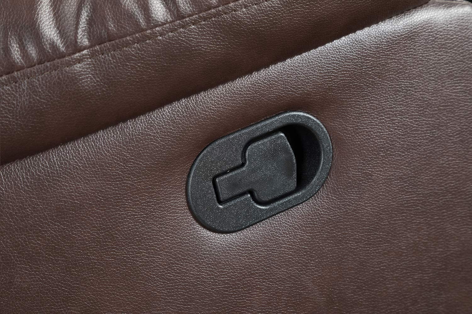 PonLiving 74'' Faux Leather Pillow Top Arm Reclining Loveseat,Brown