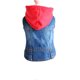 thumbnail image 2 of Denim Dog Jacket: Hoodie Winter Coat Stylish Denim Jumpsuit for Dogs Sweaters for Small Medium Large Dogs Lapel Vest with Red Knit Hat Size, 2 of 3