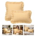 thumbnail image 2 of Plaid Throw Pillow Cover Blue White Checkered Ruffled Cushion Case, Vintage Farmhouse Square Pillow Sham with Ruffle for Sofa Couch Bed Living Room Decor 12x20 Inch, 2 of 4