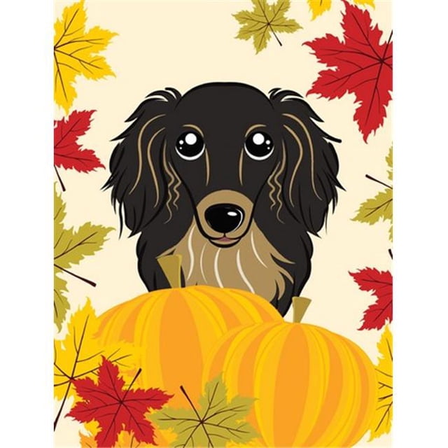 Drapeau de Jardin Dachshund Noir et Beige à Longs Poils pour l'Action de Grâce