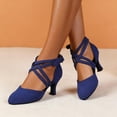 thumbnail image 2 of Women's Cross Strap Latin Salsa Ballroom Dance Shoes Closed Toe Pumps,40, 2 of 7