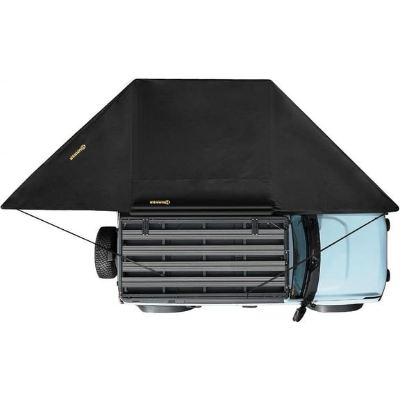 BUNKER INDUST 180-Degree Free-Standing Vehicle Awning with 3-Color LED Light - Driver-Side Weatherproof Overland Awning for SUV/Van/Truck/Camper