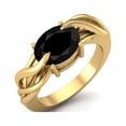 thumbnail image 2 of 925 Sterling Silver Gold Vermeil 9X7MM Oval Shape Black Spinel Solitaire Women Valentines Day Gifts Ring, 2 of 4