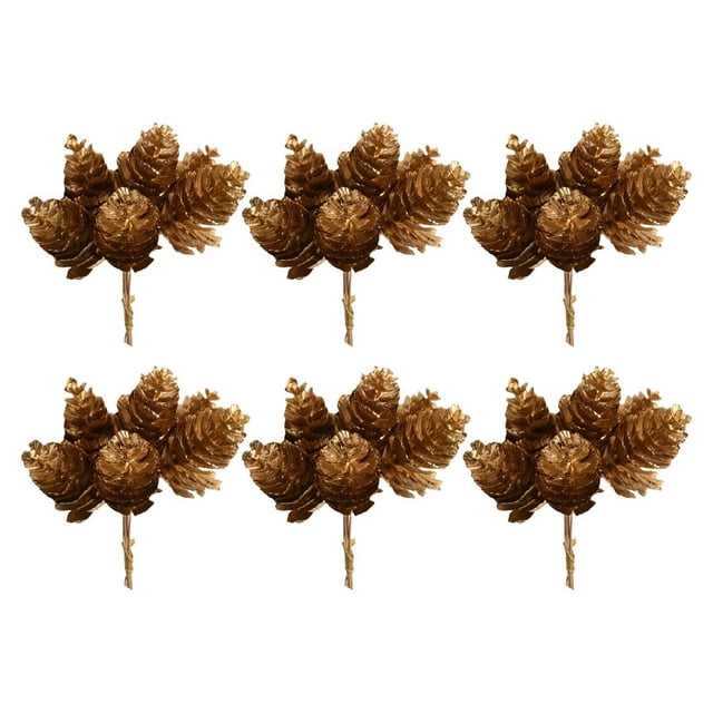 Christmas Tree Pinecone Decoration Fake Plant Gift Box Decorations Diy Crafts 6Pcs Artificial Stems
