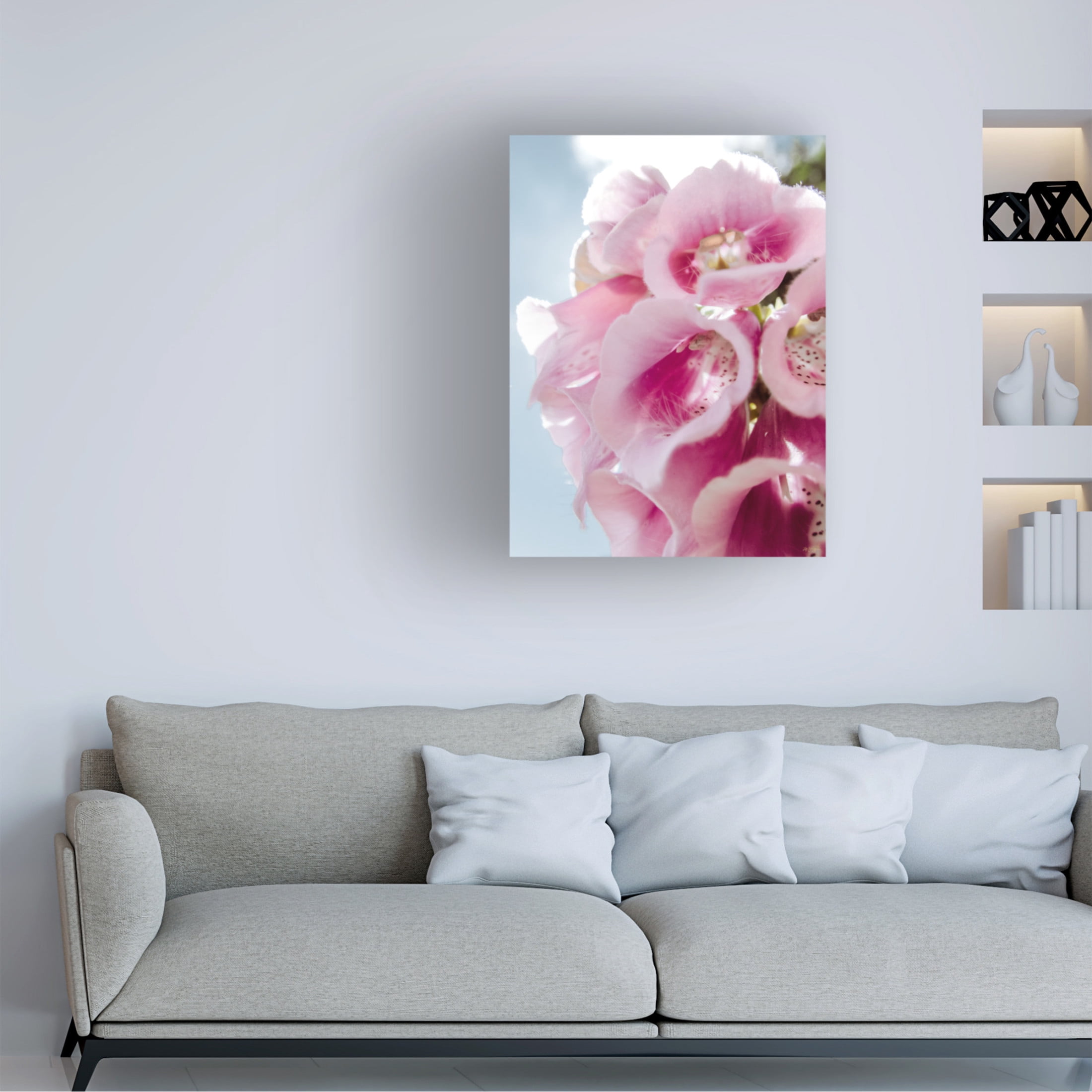 Canvas Wall Art - Life BeautifuLEE 'Pink Wedding Bell Florals' Wall Art for Living Room, Bedroom, or Office Décor by Trademark Fine Art - 35 x 47 Inches