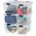 thumbnail image 1 of 6 pack Clear Plastic Storage Bin with Lid, 22" Latching Container, Stackable Organization Box for Home & Office, 50 Quart, 1 of 5