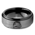 thumbnail image 2 of Tungsten Horse Horses Equestrian Equine Equidae Band Ring 8mm Men Women Comfort Fit Black Step Bevel Edge Brushed Gray Polished, 2 of 4