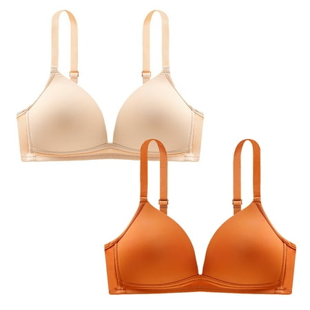 LLYWEY No Underwire Push up Bras for Women on Clearance Padded Bralette Ladies Lace Bra Style-1296 Women Compression Bra Feature Adult Female Bralette Sports Bras Orange 36B