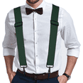 thumbnail image 7 of Buyless Fashion Mens Suspenders - 48" Elastic Adjustable Heavy Duty 2" Wide - X Back With Black Hooks - 5140-Hunter-Green, 7 of 7