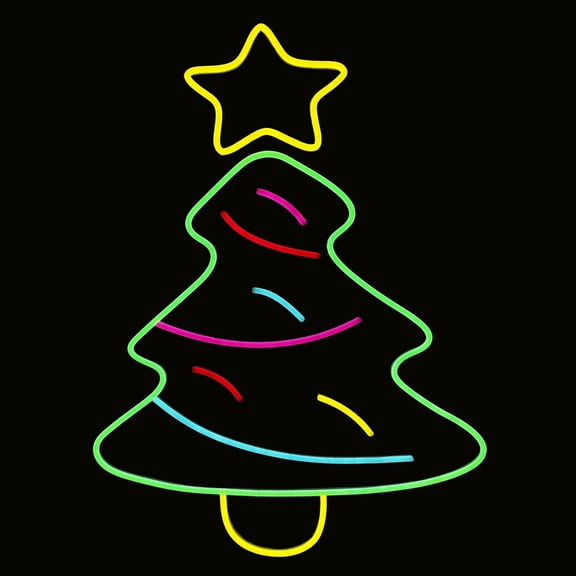 LED Neon Strip Light Christmas Tree Decoration - Lighted Sign - Multicolor - 28 Inch