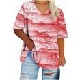 thumbnail image 4 of Women's Plus Size V-Neck T-Shirt Vintage Print Short Sleeve Shirts for Women Loose Summer Beach Vacation Graphic Basic Tee Casual Tops, 4 of 5