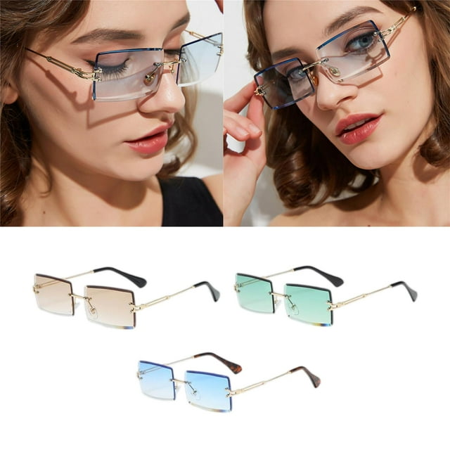 2x gafas de terre con corte rectangular, gafas de terre clásicas de diseñador para fiestas, lentes tintadas Yinane gafas de sol cuadradas sin montura